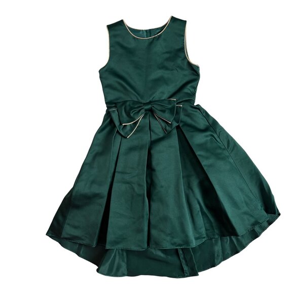 Rare Editions Big Girls Satin Bow Sleeveless Social Dress (Green) - Size 8 - Picture 1 of 4